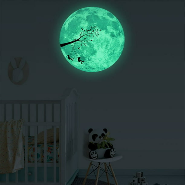 3D Large Moon Fluorescent Wall Sticker Home Removable Glow In The Dark Sticker